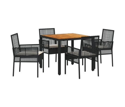 Juego de Comedor Set de 4 Negro Metal, Ratán Duradero