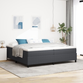 Cama Box Spring  Gris Oscuro 200x200 cm Tela de Pana