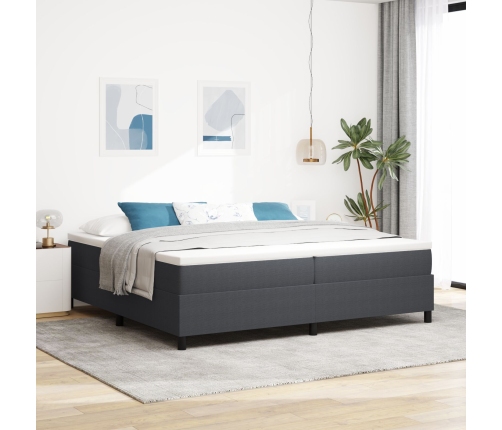 Cama Box Spring  Gris Oscuro 200x200 cm Tela de Pana