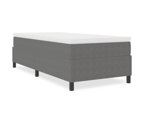 Cama Box Spring  Gris Claro Individual de Tela de Pana