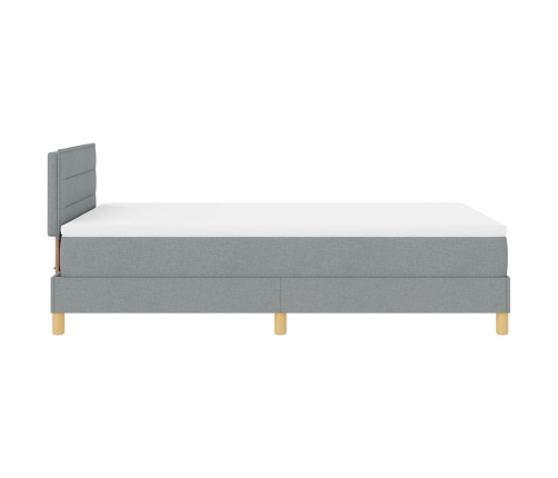 Cama Box Spring con Colchón y Luz LED Gris Claro 120x200 cm Tela