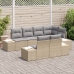 Conjunto de Sofá de Jardín  de 7 Piezas con Cojines Beige Ratán Poliéster