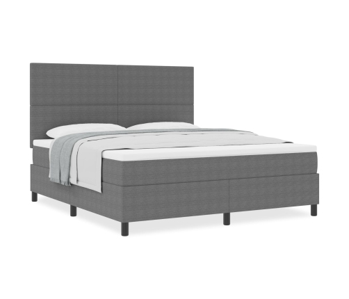 Cama Box Spring  con Colchón Gris Claro Súper King Tela de Pana