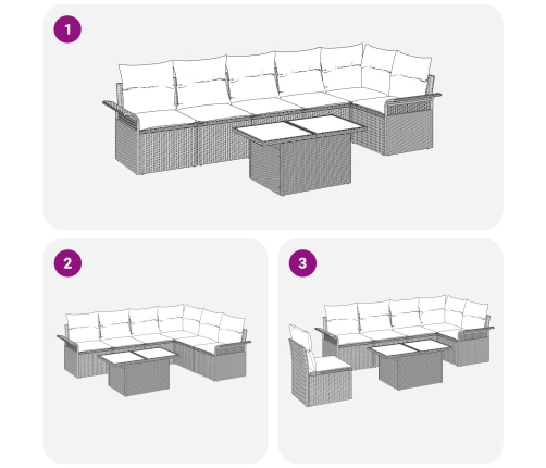 Set de Sofá de Jardín  de 7 Piezas con Cojines Beige