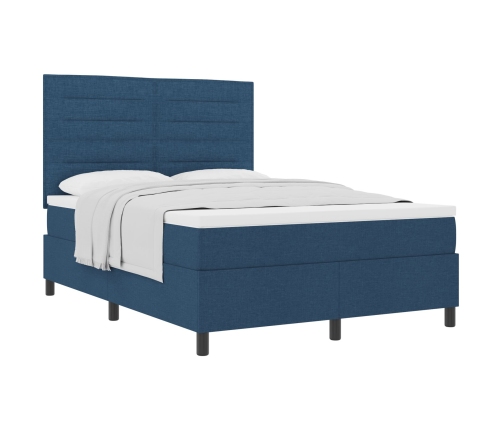 Cama con Muelles  y Colchón Azul 140x190 cm Tela