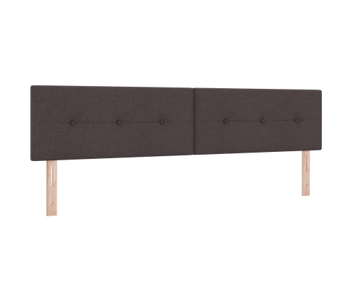 Cama Box Spring  con Colchón & LED Marrón Oscuro 200x200 cm Tela