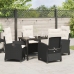 Conjunto de comedor de jardín de 5 piezas con cojines en Poliratán negro
