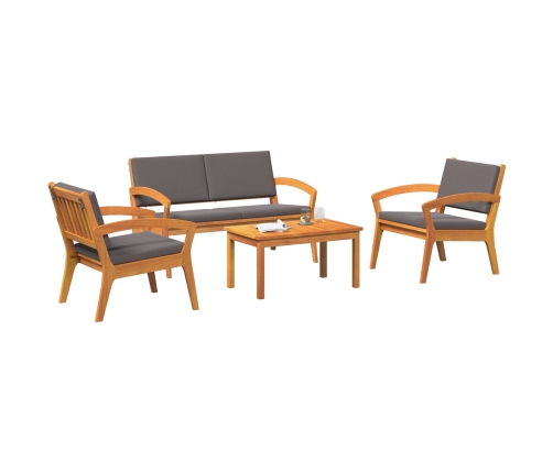 Conjunto de Bistro de 4 Piezas con Cojines - Madera Maciza de Acacia