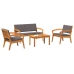 Conjunto de Bistro de 4 Piezas con Cojines - Madera Maciza de Acacia