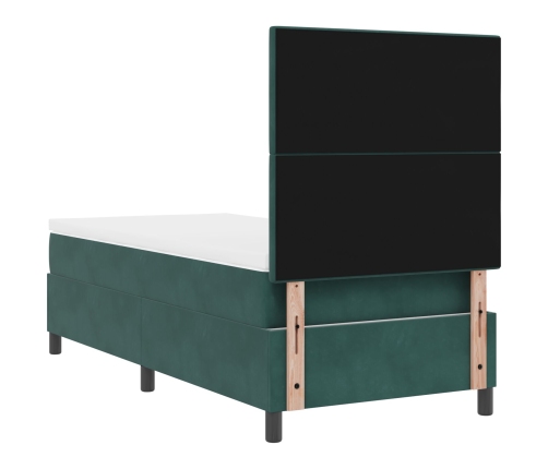 Cama Box Spring  con colchón Verde Oscuro 100x200 cm Terciopelo