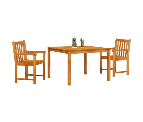 Conjunto de Comedor de Jardín de 3 Piezas en Madera Sólida de Acacia