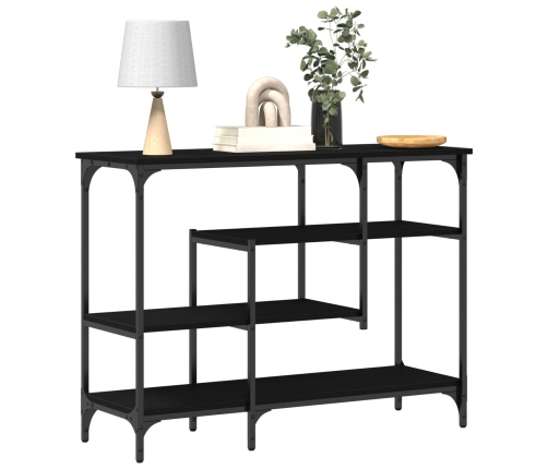 Mesa Consola  Negra de Roble 100x35x75 cm de Madera Engineered y Acero