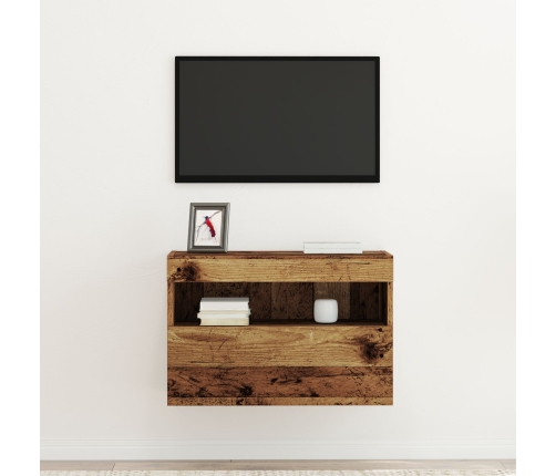 Mueble de TV de pared con luces LED Madera vieja 60x30x40 cm