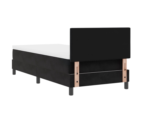 Cama Box Spring  con Colchón Negro Individual de Terciopelo