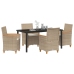 Set de Comedor de Jardín  de 5 Piezas con Cojines Beige de Polirratán