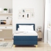 Cama Box Spring con Colchón Azul 100x200 cm Tela