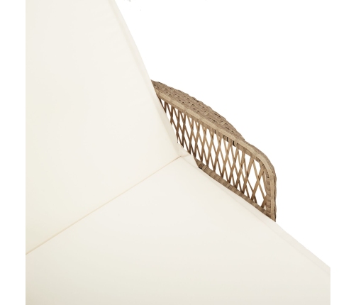 Tumbona Beige y blanco crema Ratán PE 157 x 55 x 92 cm Plegable