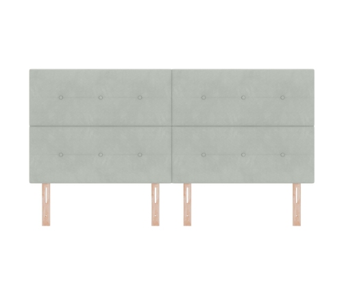 Cabecero  con Botones Acolchados Gris Claro 200 cm Terciopelo