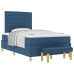 Cama con Sommier y Banco Azul 120x200 cm Tela