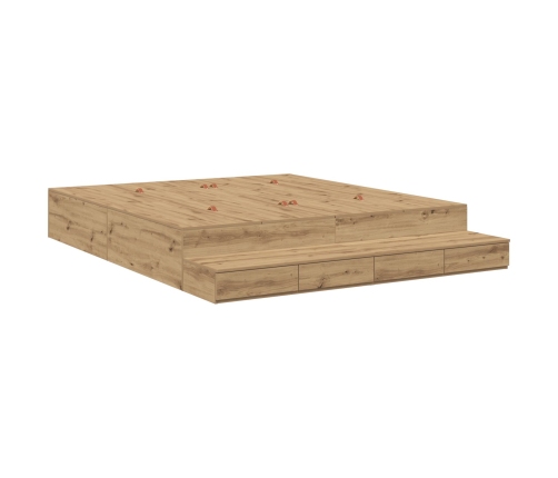 Marco de cama con almacenamiento  Roble artesanal Madera maciza