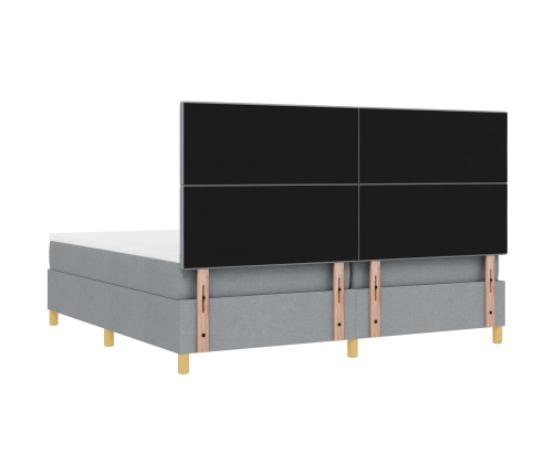 Cama Box Spring con Colchón  Gris Claro 200x200 cm Tela