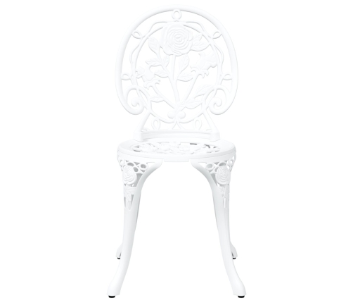 Conjunto de Bistro de Jardín de 3 Piezas  Blanco de Aluminio Fundido