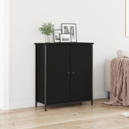 Aparador  Roble Negro 70x30x80 cm Madera Ingenierizada y Acero