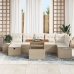 Conjunto de Sofás de Jardín  de 8 Piezas con Cojines Beige Poliratán