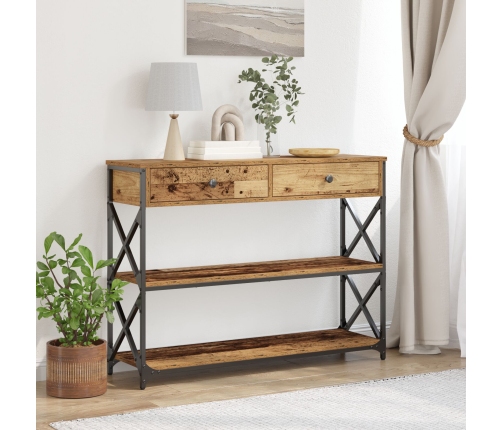 Mesa Consola  de Madera Vieja 100x28x75 cm de Madera Ingenierizada y Acero