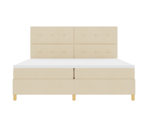 Cama con Box Spring y Colchón Crema 200x200 cm Tela