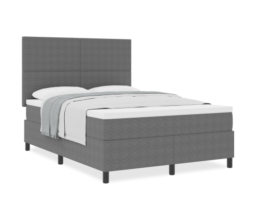 Cama con Somier  con Colchón Gris Claro 140x200 cm Tela de Corduroy