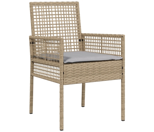 Juego de Comedor de Jardín de 7 Piezas con Cojines Beige Poliratán