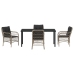 Set de Comedor de Jardín de 5 Piezas con Cojines Gris Claro Rattan PE