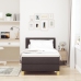 Cama con somier  con colchón marrón oscuro 100x200 cm Tela