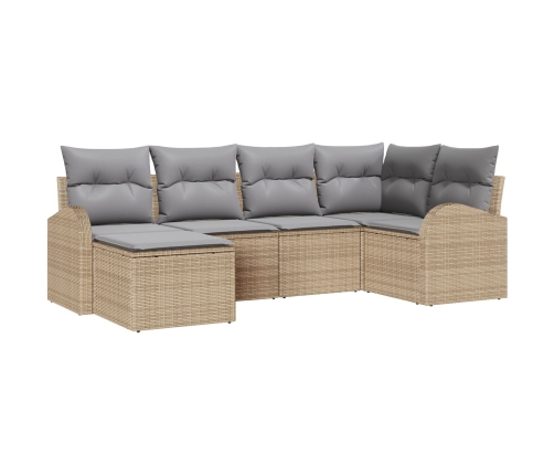 Conjunto de Sofás de Jardín de 6 Piezas con Cojines de Ratán Beige