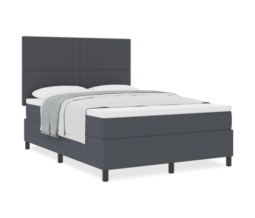 Cama con Caja de Resortes con Colchón Gris Oscuro 140x200 cm Tela de Corduroy