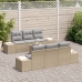 Set de sofá de jardín de 7 piezas con cojines Beige Ratán de poliéster