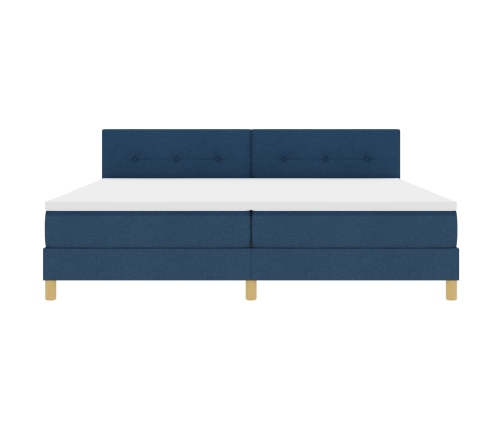 Cama Box Spring  con Colchón Azul 200x200 cm Tela