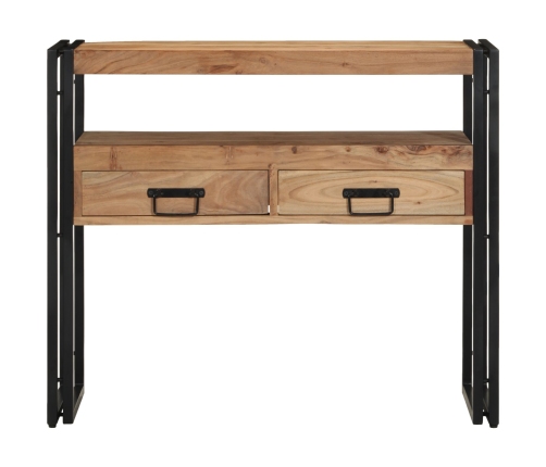 Mesa de Consola  Negra 90x33x75 cm de Madera Maciza de Acacia y Metal