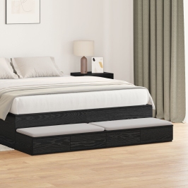 Mesa de Noche  Roble Negro Madera Resistente 160 x 36.5 x 16.5 cm