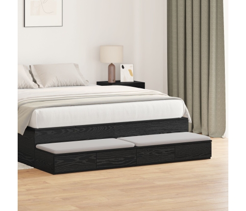 Mesa de Noche  Roble Negro Madera Resistente 160 x 36.5 x 16.5 cm