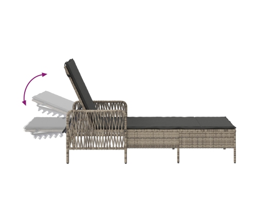 Tumbona Gris claro Ratán PE 157 x 55 x 92 cm Plegable Tumbona