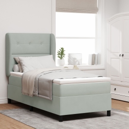 Cama con somier y colchón  Gris Claro 90x200 cm Terciopelo