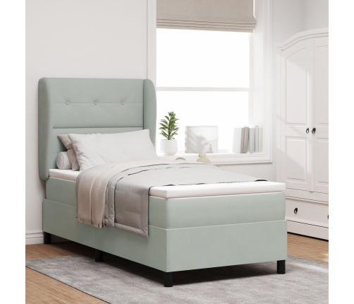 Cama con somier y colchón  Gris Claro 90x200 cm Terciopelo