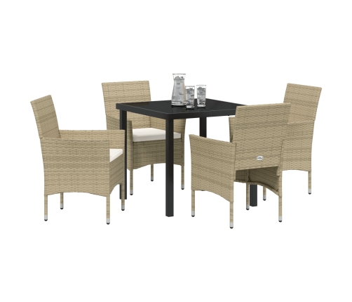 Juego de Comedor de Jardín  de 5 Piezas Beige Ratán Poliratán