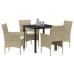 Juego de Comedor de Jardín  de 5 Piezas Beige Ratán Poliratán