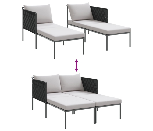 Tumbona  con cojines para 2 personas Anthracite 115x153x69,5 cm Acero