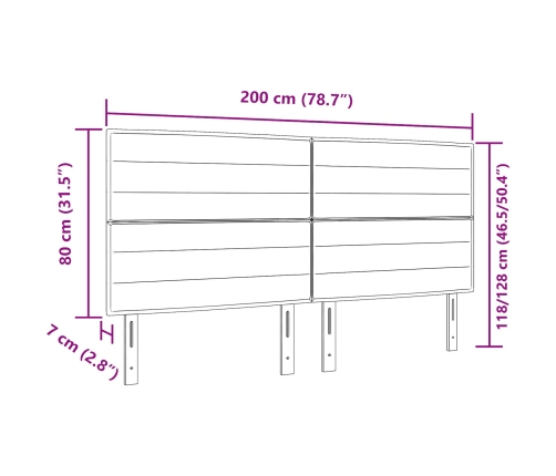 Cabecero LED Diseño Líneas Marrón Oscuro 100 cm Tela