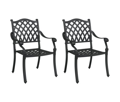 Sillas de jardín  2 piezas Negro de aluminio fundido