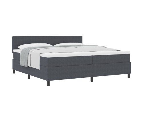Cama Box Spring  con Colchón Gris Oscuro 200x200 cm Tela de Corduroy